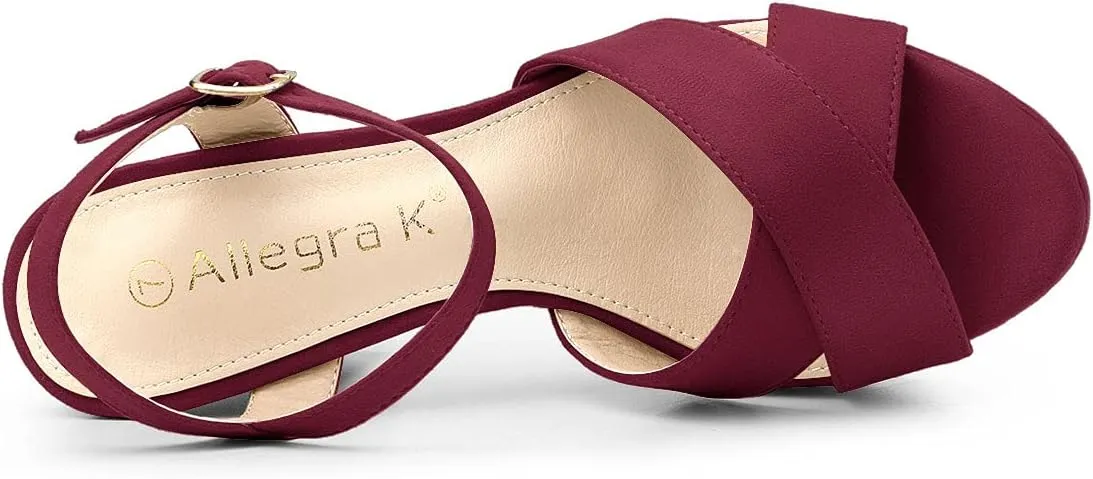 Allegra K Women's Platform Chunky Heels Slingback Sandals