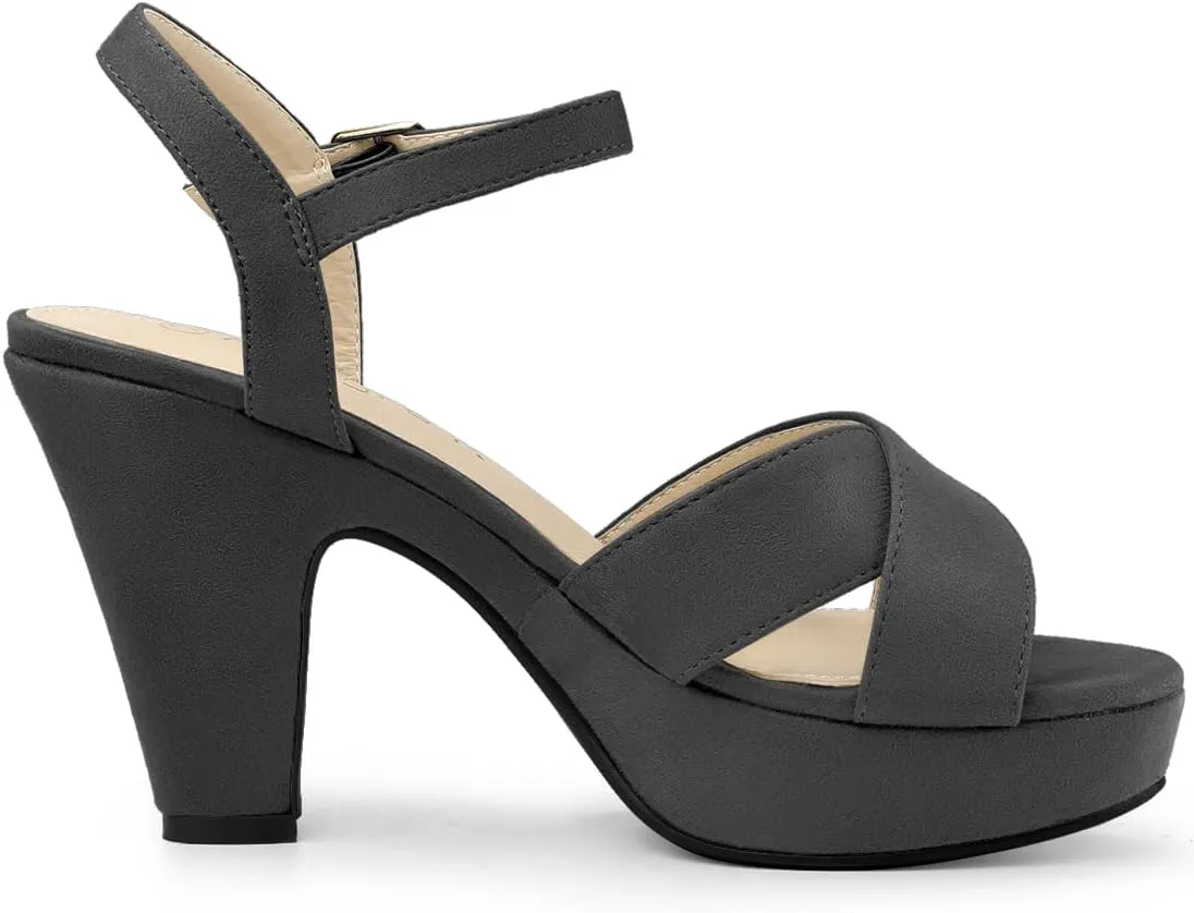 Allegra K Women's Platform Chunky Heels Slingback Sandals