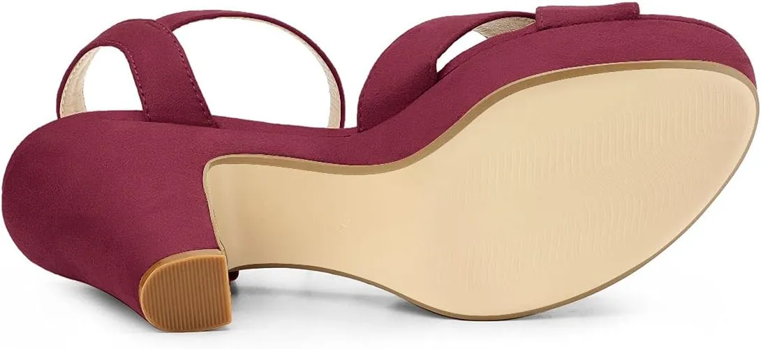 Allegra K Women's Platform Chunky Heels Slingback Sandals