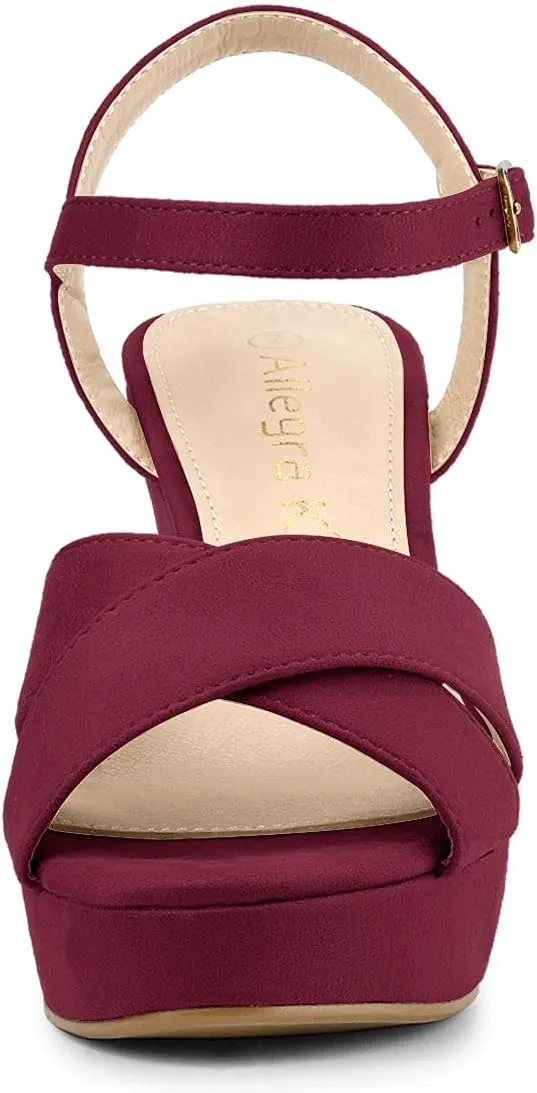 Allegra K Women's Platform Chunky Heels Slingback Sandals