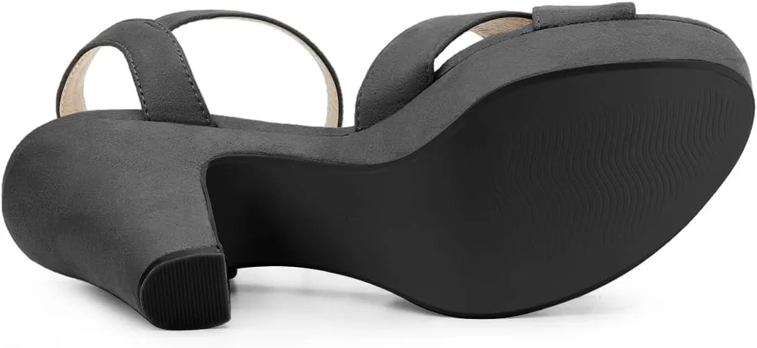 Allegra K Women's Platform Chunky Heels Slingback Sandals