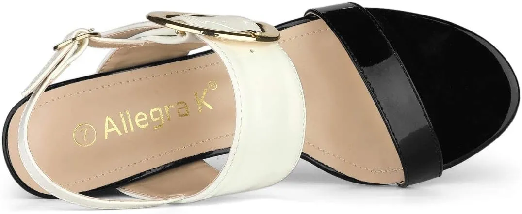 Allegra K Women's Slingback Block High Heel Sandals