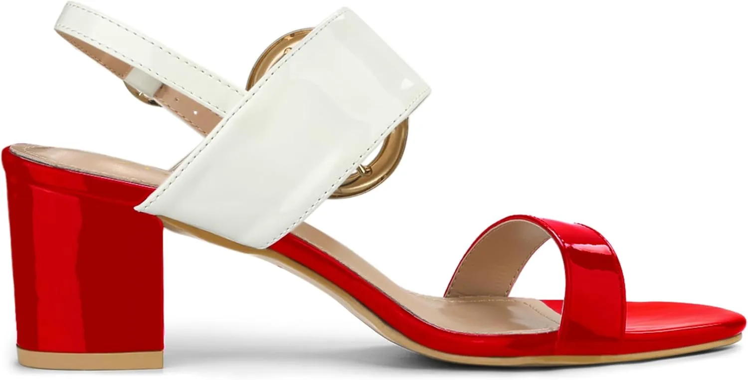 Allegra K Women's Slingback Block High Heel Sandals
