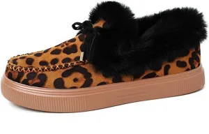 Ankle Boots For Women Comfy Casual Slip-on Warm Loafers Shoes Fur-Lined Comfortable Lightweight Winter Snow Boots
