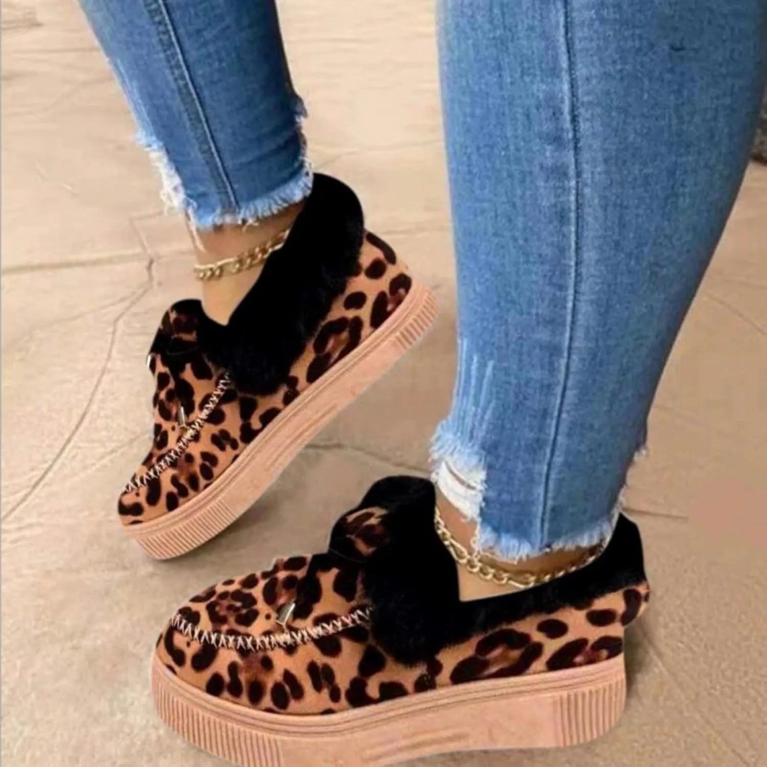 Ankle Boots For Women Comfy Casual Slip-on Warm Loafers Shoes Fur-Lined Comfortable Lightweight Winter Snow Boots