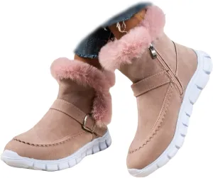 Ankle Boots For Women Comfy Snow Boots Warm Comfortable Slip On Outdoor Fur Lined Walking Winter Loafers Shoes 2024