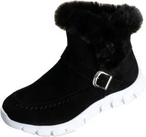 Ankle Boots For Women Comfy Warm Fur Lined Winter Snow Boots Short Booties Fashion Comfortable Slip On Loafers Shoes