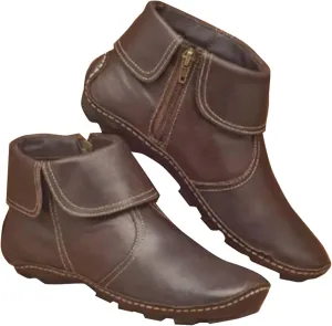 Ankle Boots for Women No Heel New Arch Support Boots Side Zipper Vintage Leather Damping Shoes Flat Heel Booties