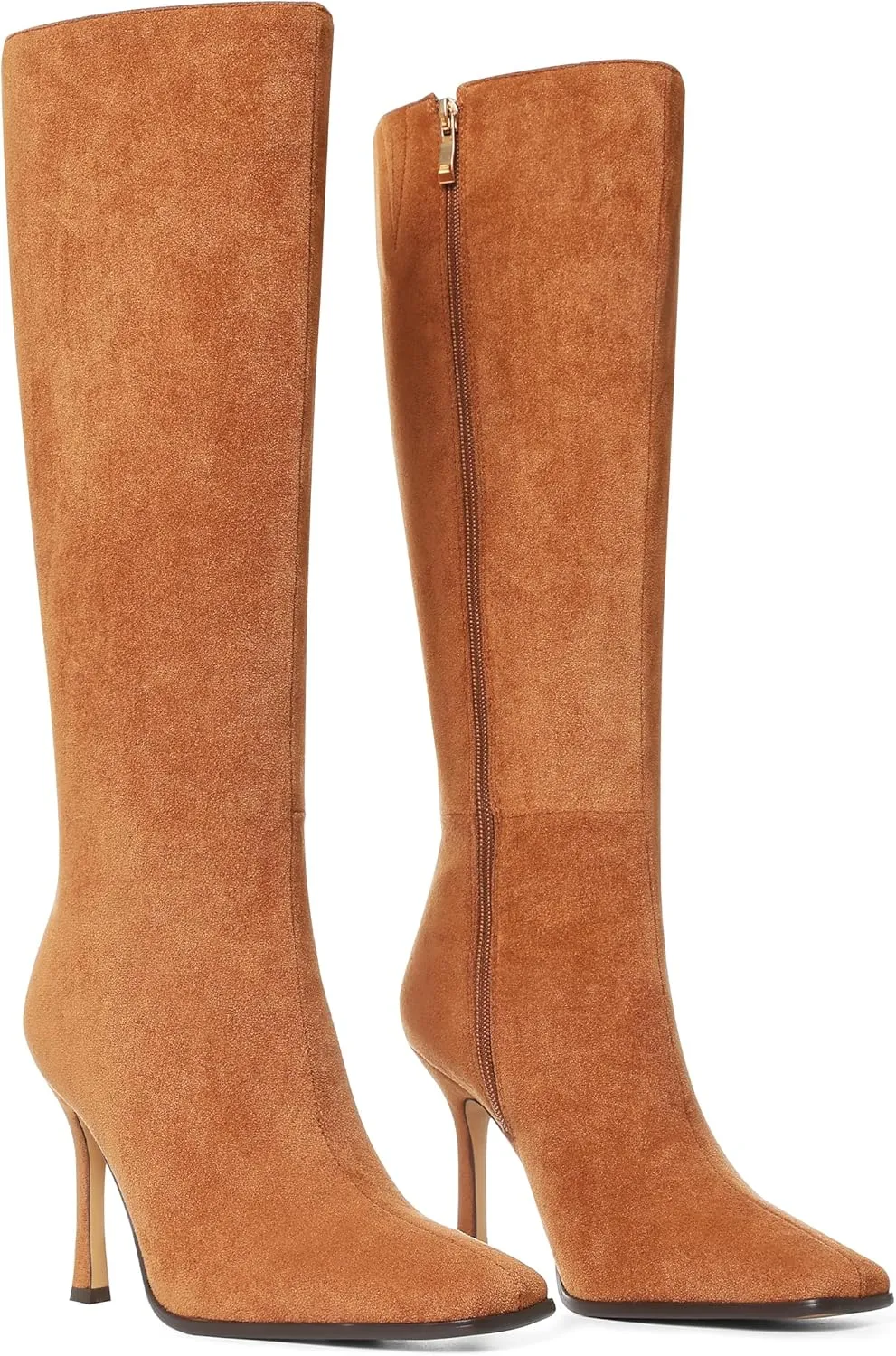 AOSPHIRAYLIAN Knee High Boots Women Tall Long High Boots Fashion Square Toe Knee Boots Side Zipper Trendy Dress Heeled Boots for Women