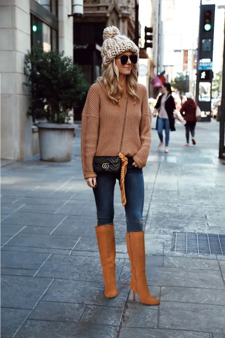 AOSPHIRAYLIAN Knee High Boots Women Tall Long High Boots Fashion Square Toe Knee Boots Side Zipper Trendy Dress Heeled Boots for Women