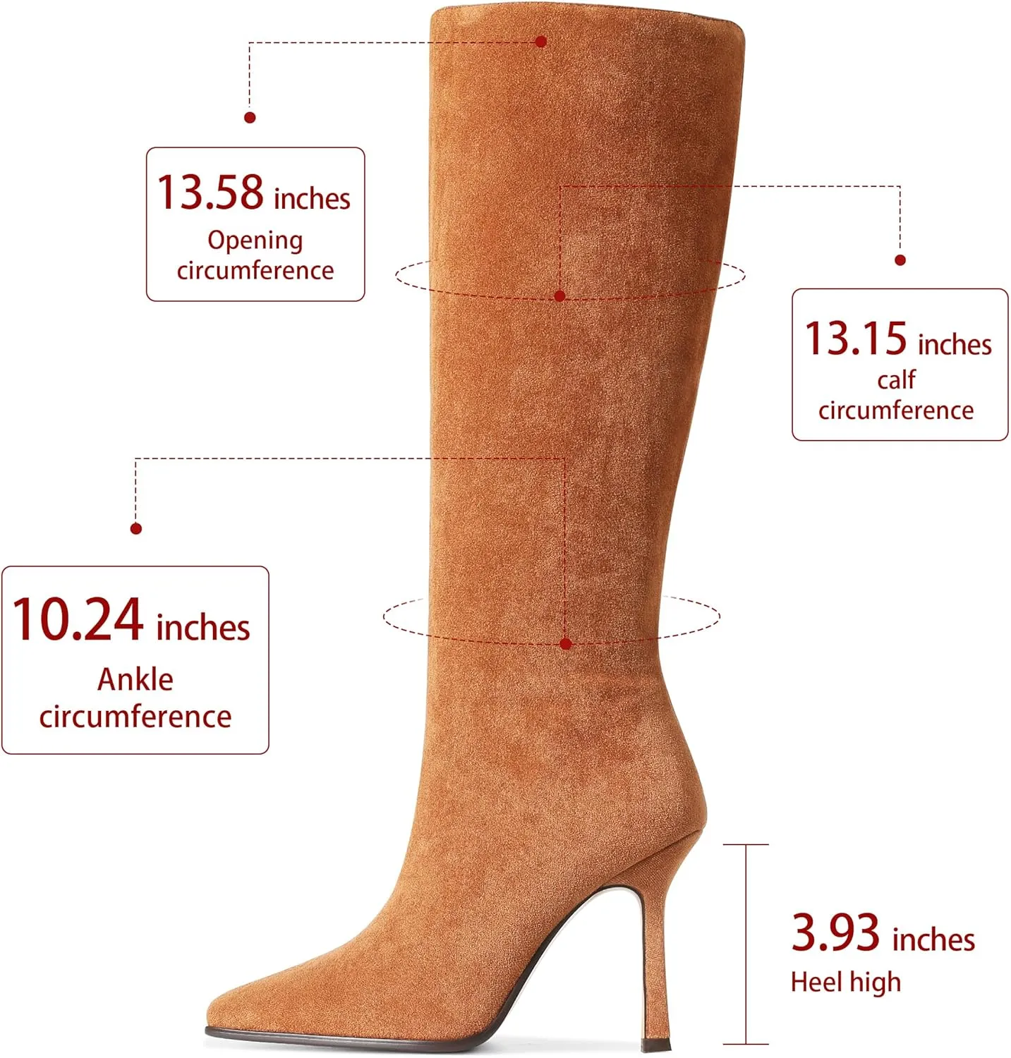 AOSPHIRAYLIAN Knee High Boots Women Tall Long High Boots Fashion Square Toe Knee Boots Side Zipper Trendy Dress Heeled Boots for Women