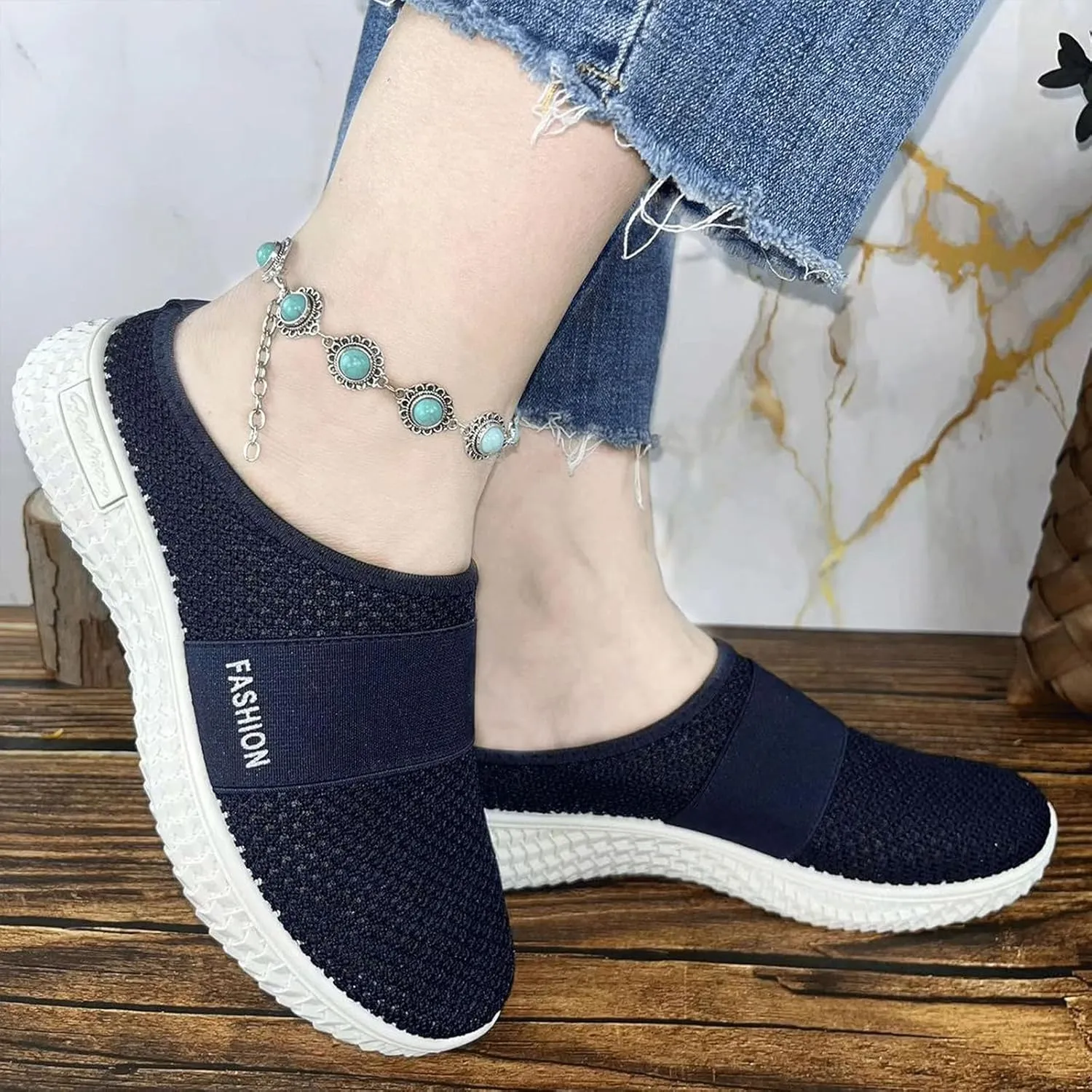 Backless Sneakers for Women Breathable Mesh Low Top Sneakers Cushion Slip-On Walking Tennis Shoes Orthopedic Lightweight Comfortable Summer Footwear Fashion Loafer Flats