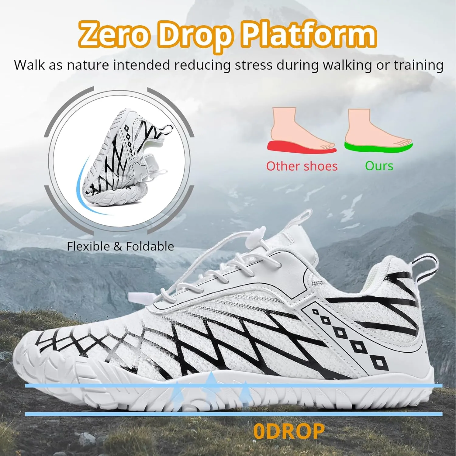 Barefoot Shoes Women Men Wide Toe Box Minimalist Cross Training Shoes Hike Footwear Trail Running Hiking Comfortable Walking