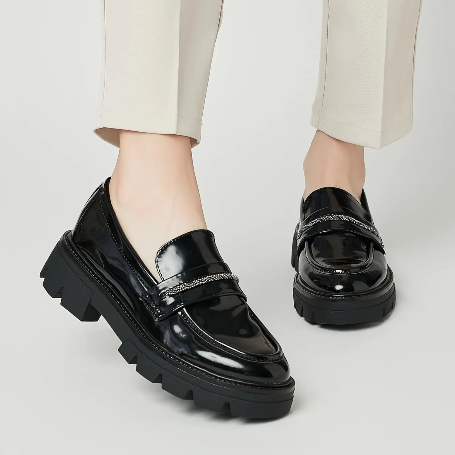 BGSTGUDS Loafers for Women Platform Chunky Loafers Womens Work Shoes