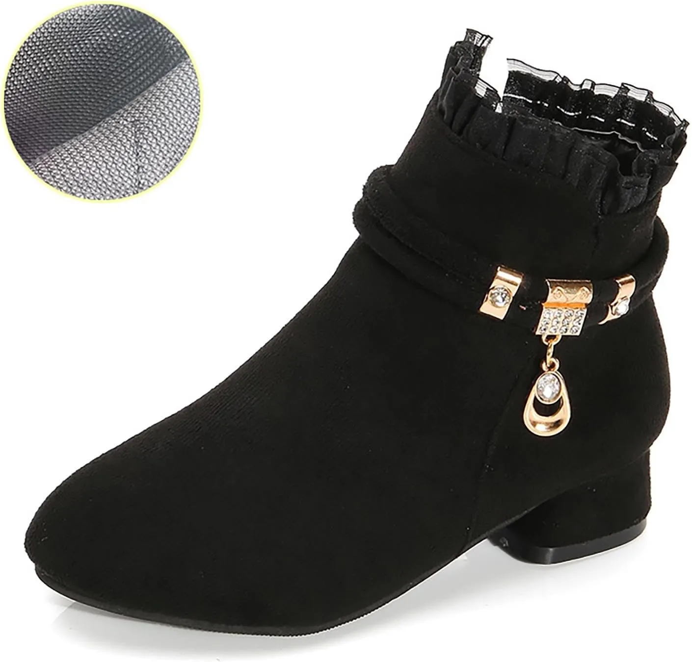 Big Girls Dress Boots Ankle Boots for Kids Chunky Block Low Heel Vintage Booties Princess Shoes with Side Zipper