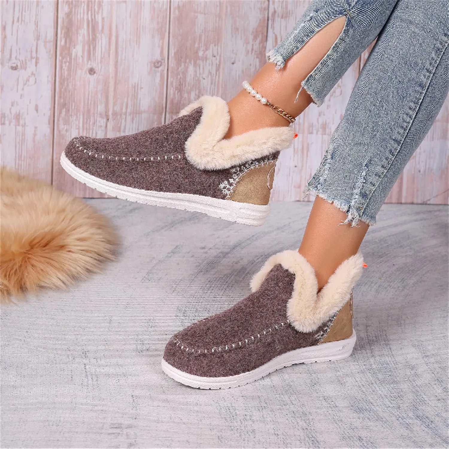 Boots For Women Ankle Booties Dressy Warm Snow Winter Boots Flat Silp On Comfortable Casual Fashion Loafers Shoes