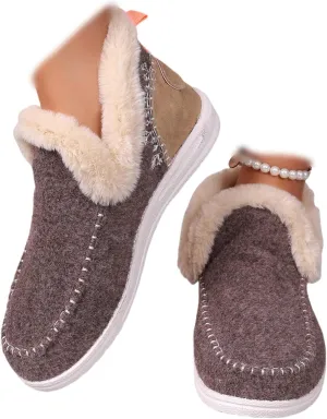 Boots For Women Ankle Booties Dressy Warm Snow Winter Boots Flat Silp On Comfortable Casual Fashion Loafers Shoes
