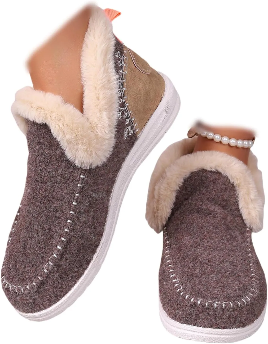 Boots For Women Ankle Booties Dressy Warm Snow Winter Boots Flat Silp On Comfortable Casual Fashion Loafers Shoes