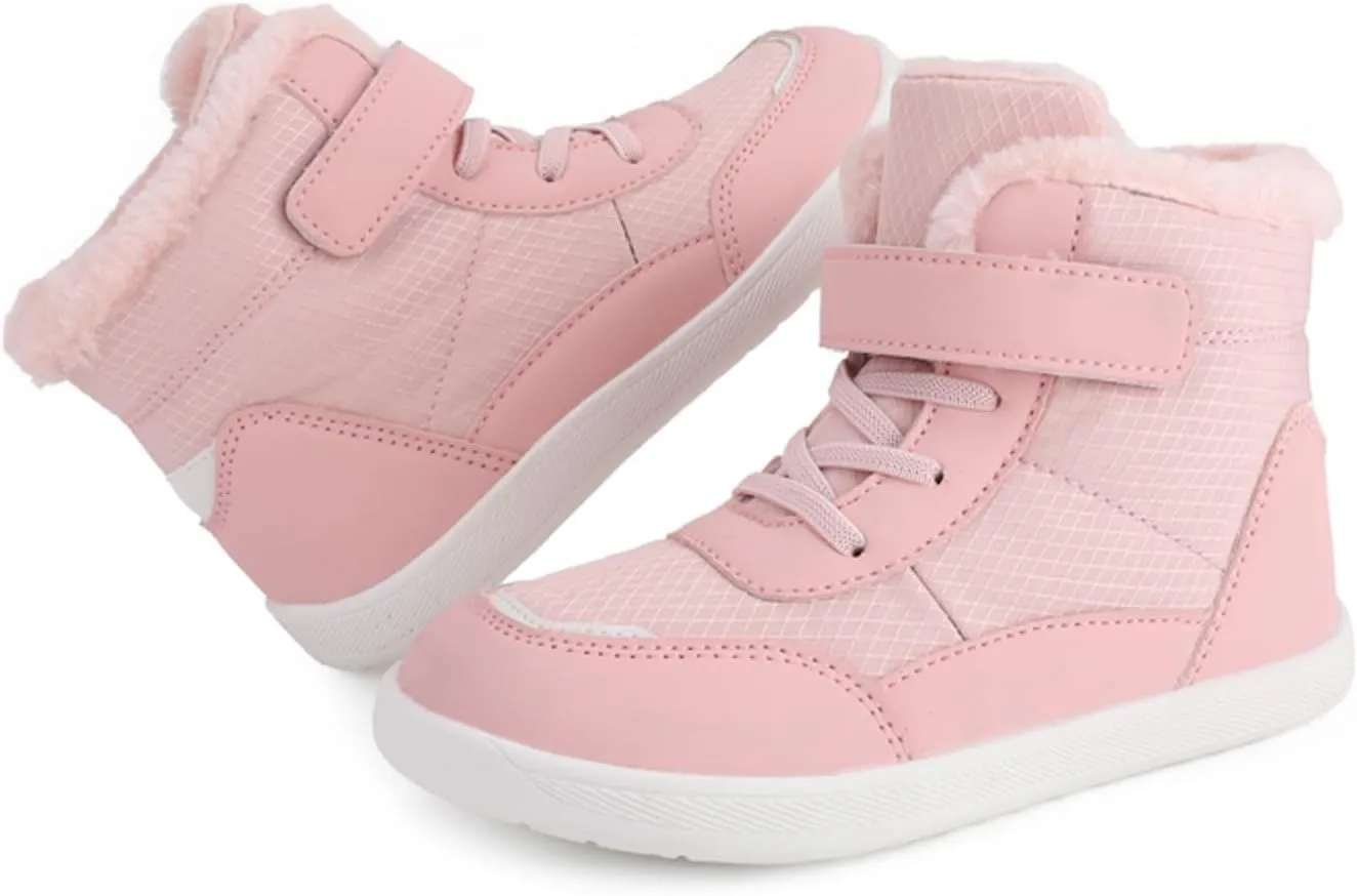 Boys Girls Barefoot Winter Boots With Wide Toe Box Slip Drop Sole Ankle Winter Snow Boots For Hiking Boots Boys