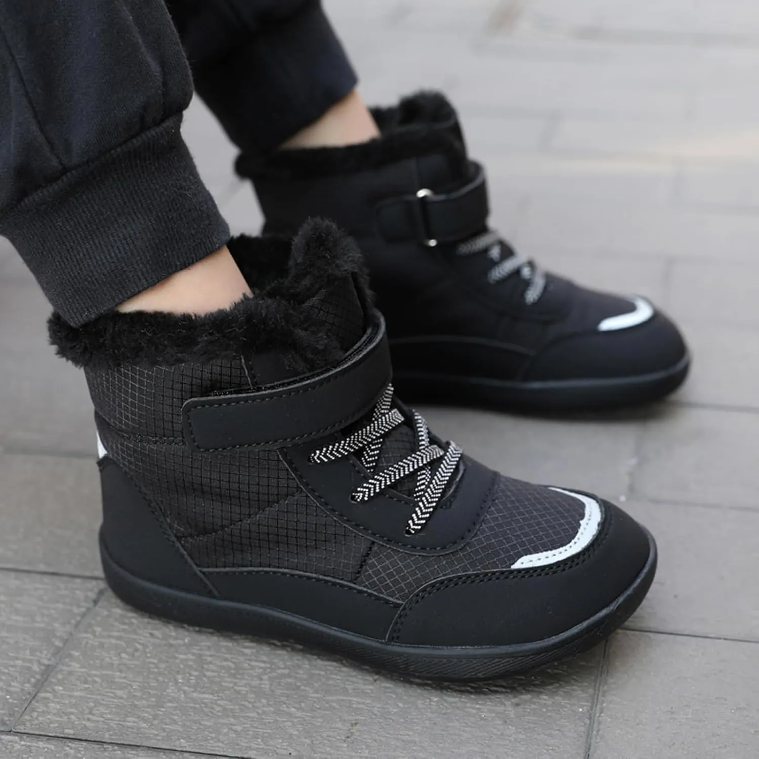 Boys Girls Barefoot Winter Boots With Wide Toe Box Slip Drop Sole Ankle Winter Snow Boots For Hiking Boots Boys