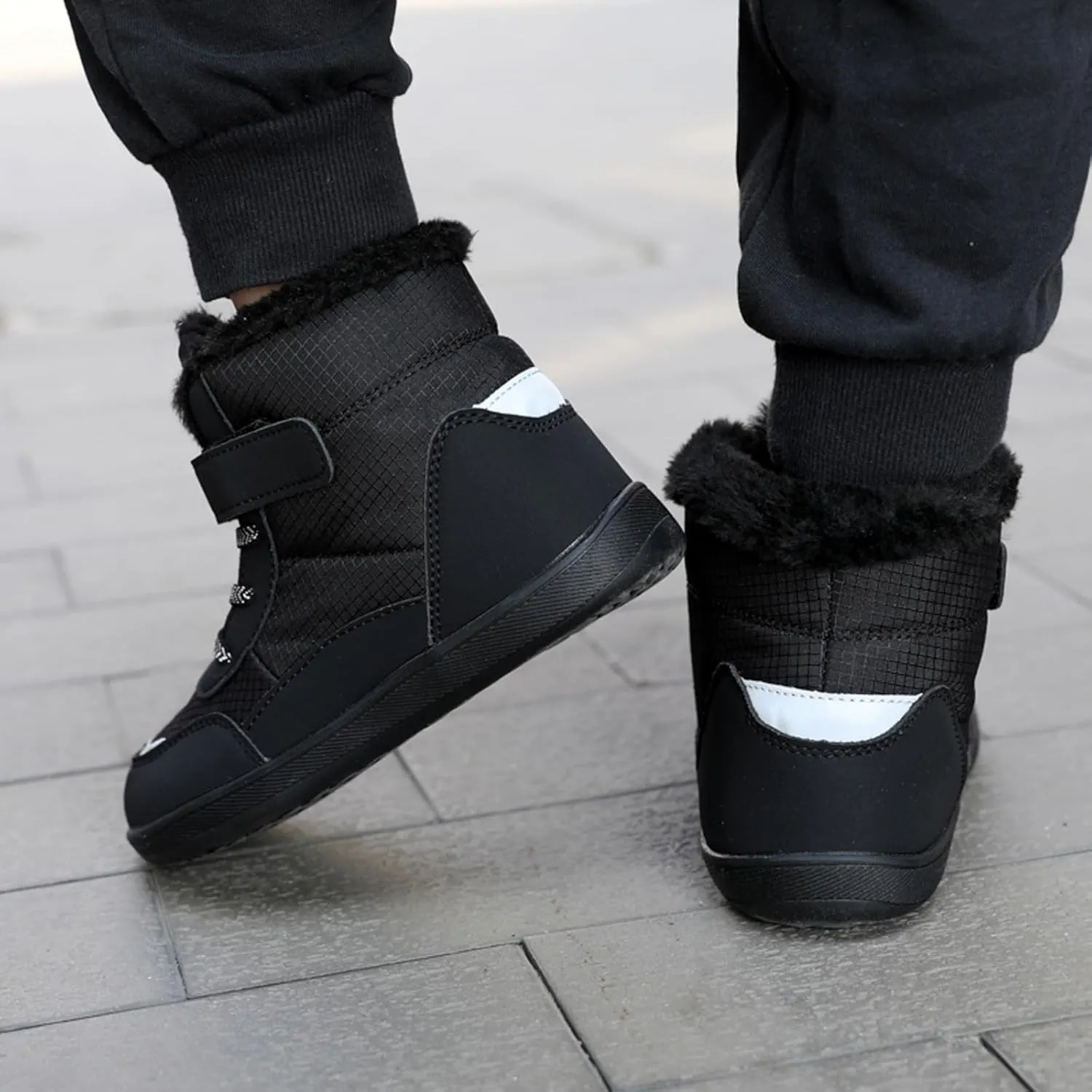Boys Girls Barefoot Winter Boots With Wide Toe Box Slip Drop Sole Ankle Winter Snow Boots For Hiking Boots Boys