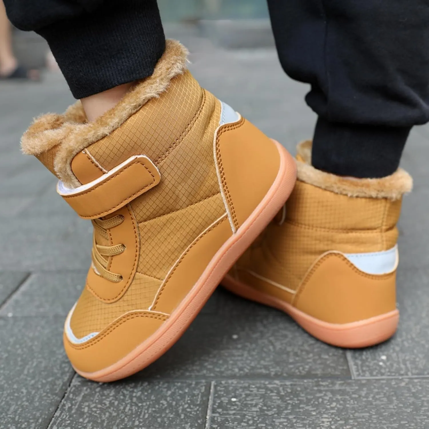 Boys Girls Barefoot Winter Boots With Wide Toe Box Slip Drop Sole Ankle Winter Snow Boots Little Boy Rain Boots Size 6