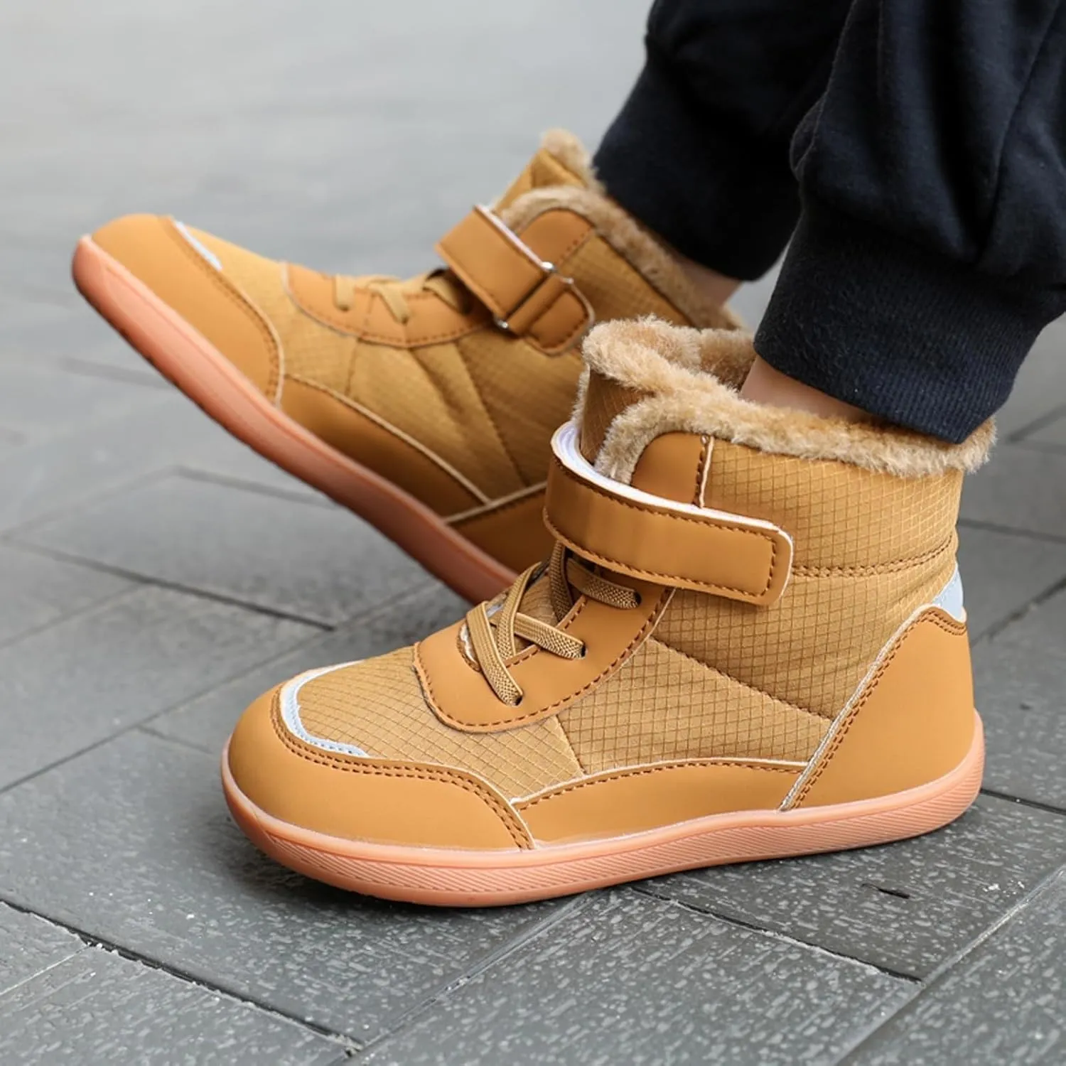 Boys Girls Barefoot Winter Boots With Wide Toe Box Slip Drop Sole Ankle Winter Snow Boots Little Boy Rain Boots Size 6