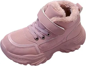 Boys Girls Wterproof Ankle Boots Warm Faux Fur Fashion Sneakers High Top Booties Walking Running Furry Shoes