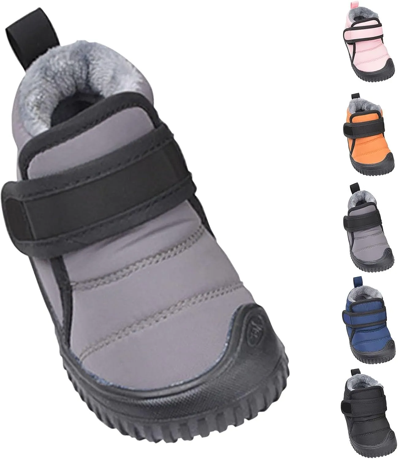 Boys Leather Fuzzy Snow Booties Childrens Open Toe Winter Ski Shoes Lightweight Loafers Non Slip Comfy Sport Shoes
