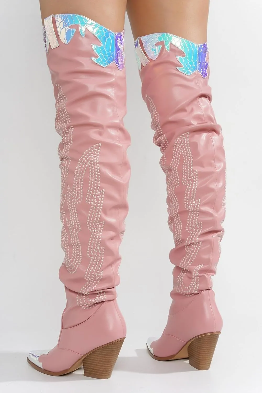 Cape Robbin Over the knee thigh high Chunky low heel Cowboy boots For Women