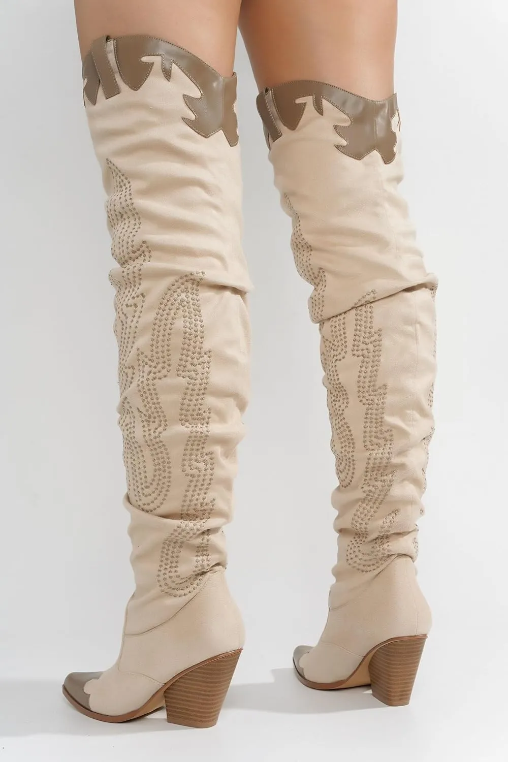 Cape Robbin Over the knee thigh high Chunky low heel Cowboy boots For Women