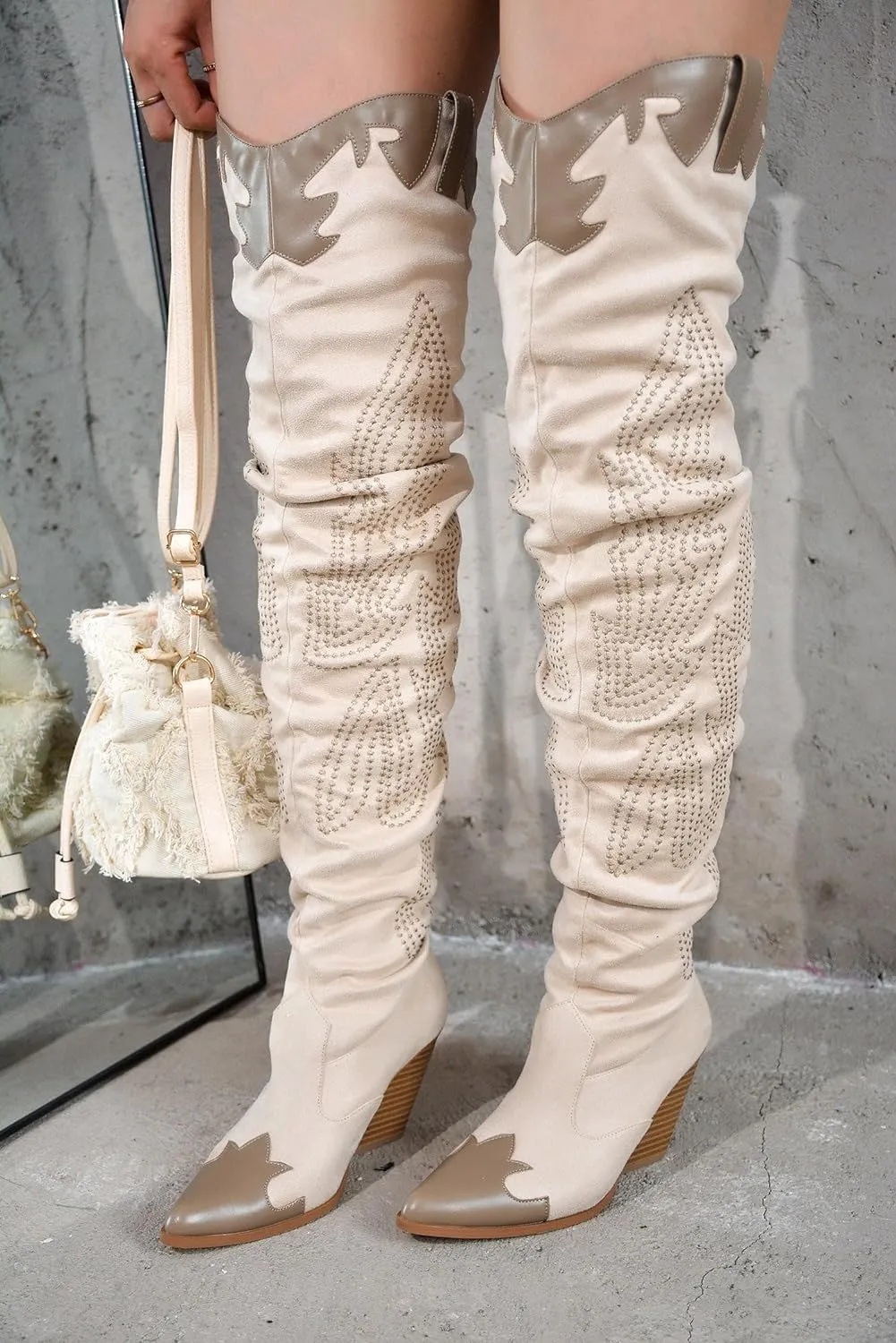Cape Robbin Over the knee thigh high Chunky low heel Cowboy boots For Women