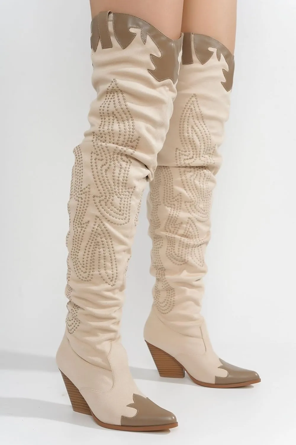 Cape Robbin Over the knee thigh high Chunky low heel Cowboy boots For Women