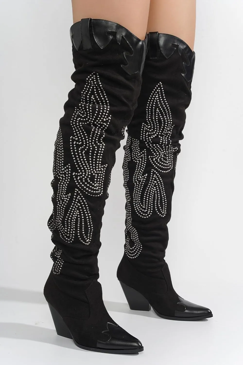 Cape Robbin Over the knee thigh high Chunky low heel Cowboy boots For Women