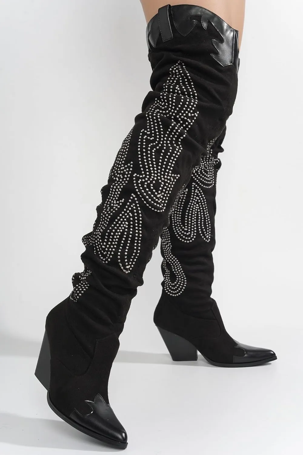 Cape Robbin Over the knee thigh high Chunky low heel Cowboy boots For Women