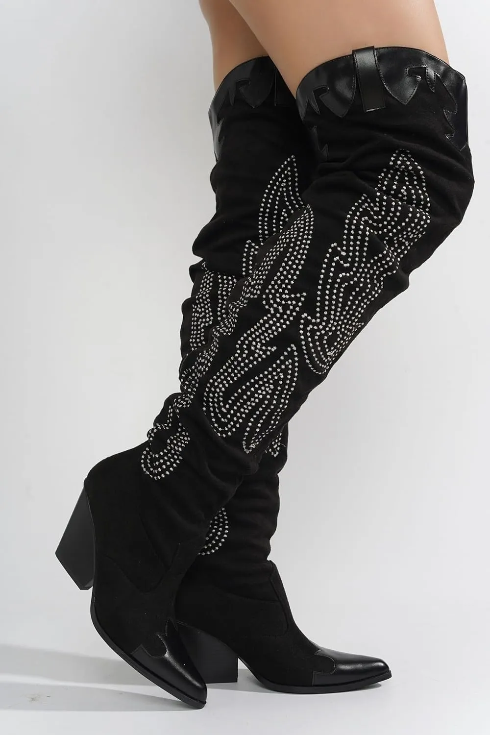 Cape Robbin Over the knee thigh high Chunky low heel Cowboy boots For Women