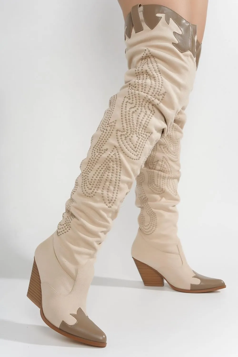 Cape Robbin Over the knee thigh high Chunky low heel Cowboy boots For Women