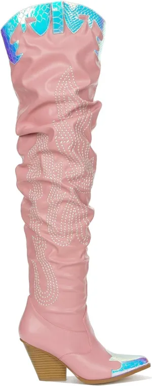 Cape Robbin Over the knee thigh high Chunky low heel Cowboy boots For Women