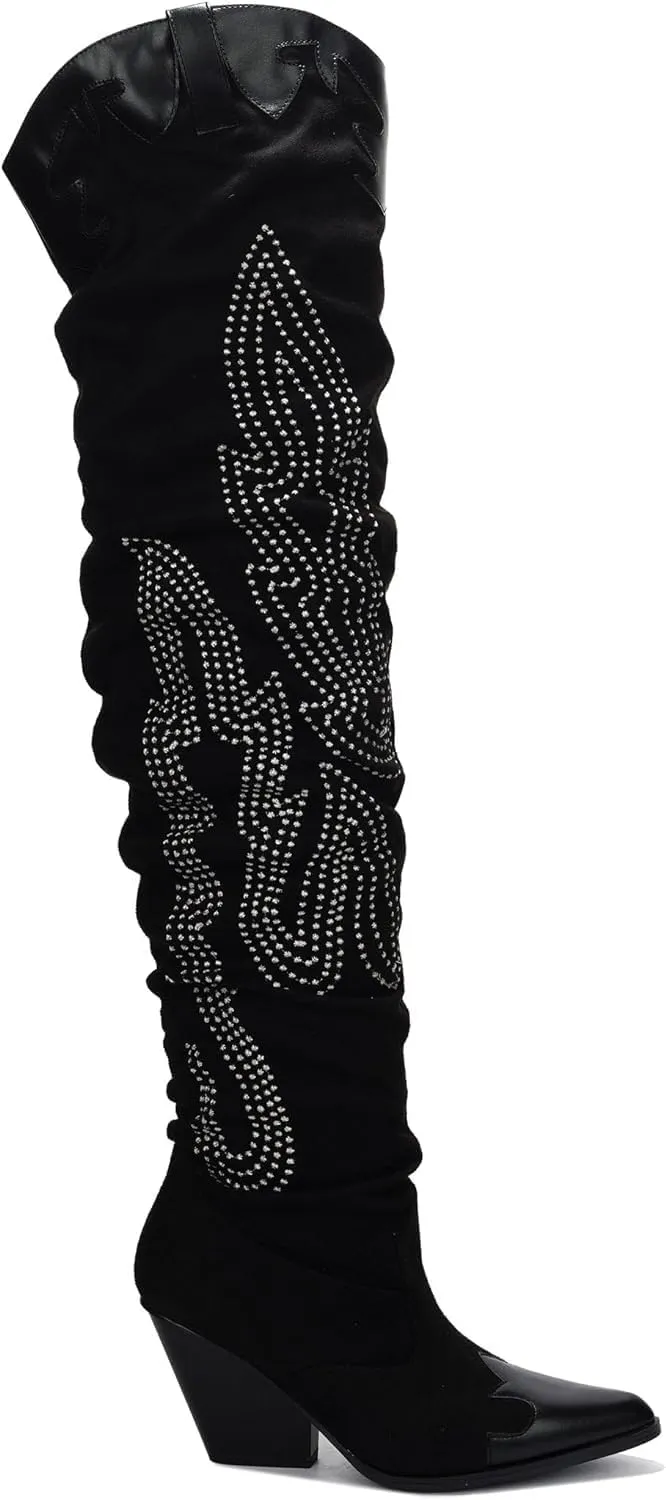 Cape Robbin Over the knee thigh high Chunky low heel Cowboy boots For Women