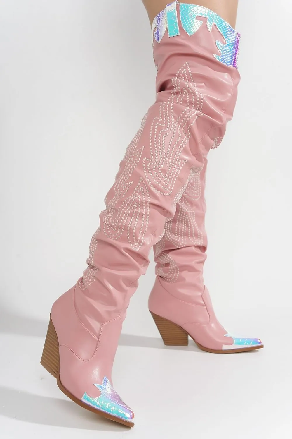 Cape Robbin Over the knee thigh high Chunky low heel Cowboy boots For Women