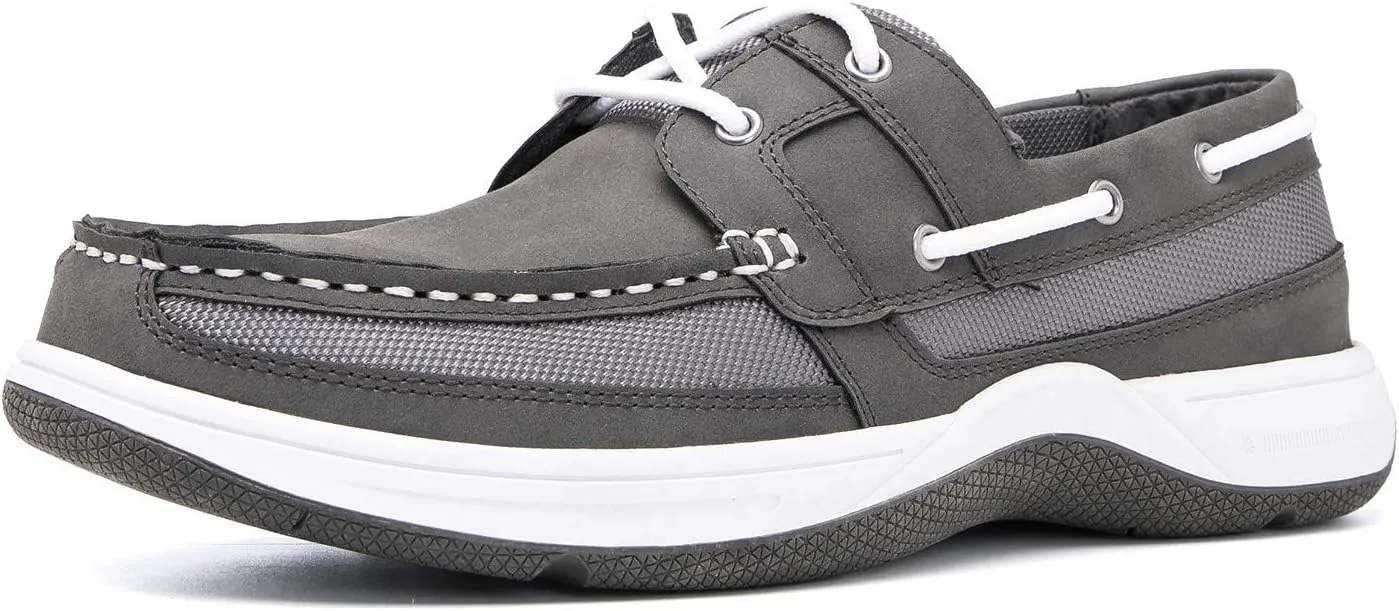 Casual Boat Slip on Shoes for Men - Durable Memory Foam Comfort Boat Shoes Men - Rubber Sole, Faux Leather and Lace-Up Mens Casual Shoes