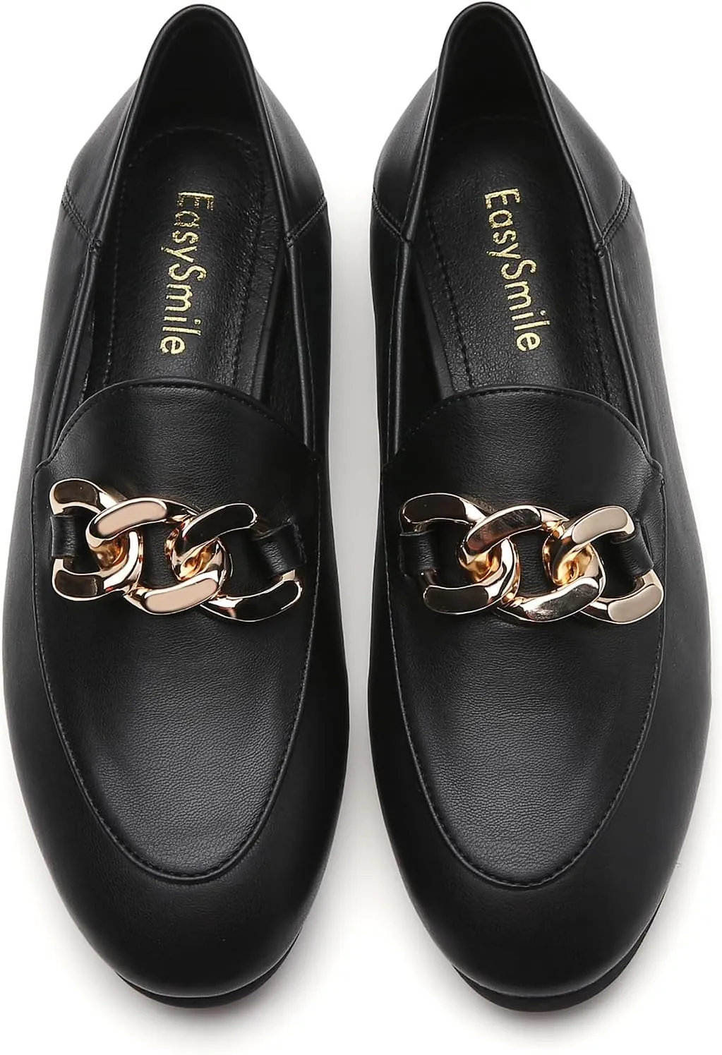 Casual Chain Loafers for Women Work Flats Round Toe Business Backless Ballet Flats Metal Décor Driving Slip on