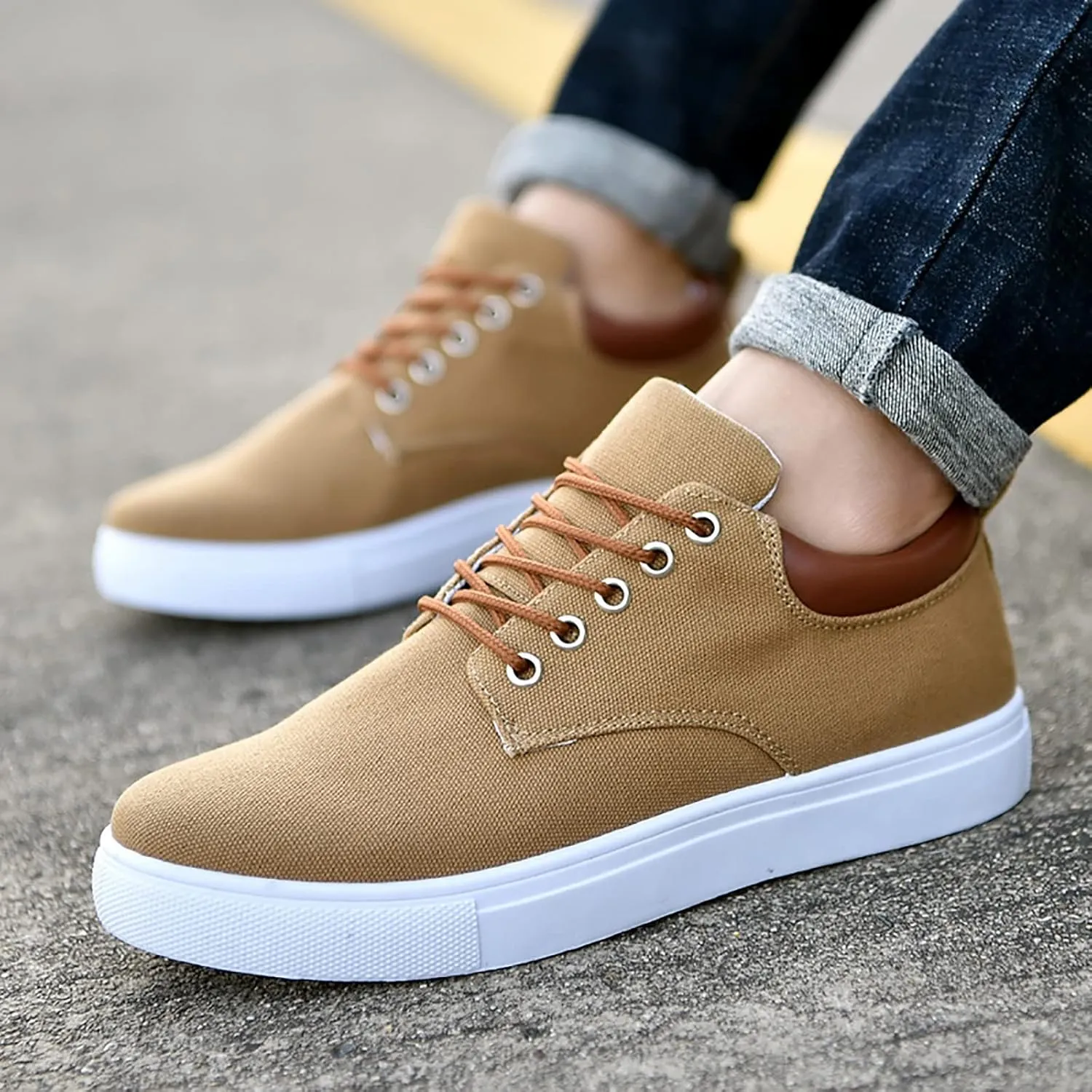 Casual Walking Shoes Men Low Top Canvas Walking Shoes Lace Up Fashion Casual