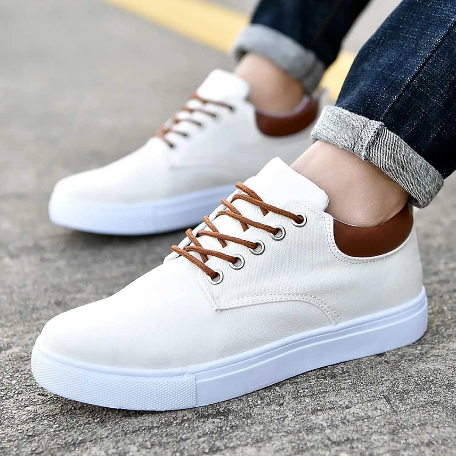 Casual Walking Shoes Men Low Top Canvas Walking Shoes Lace Up Fashion Casual