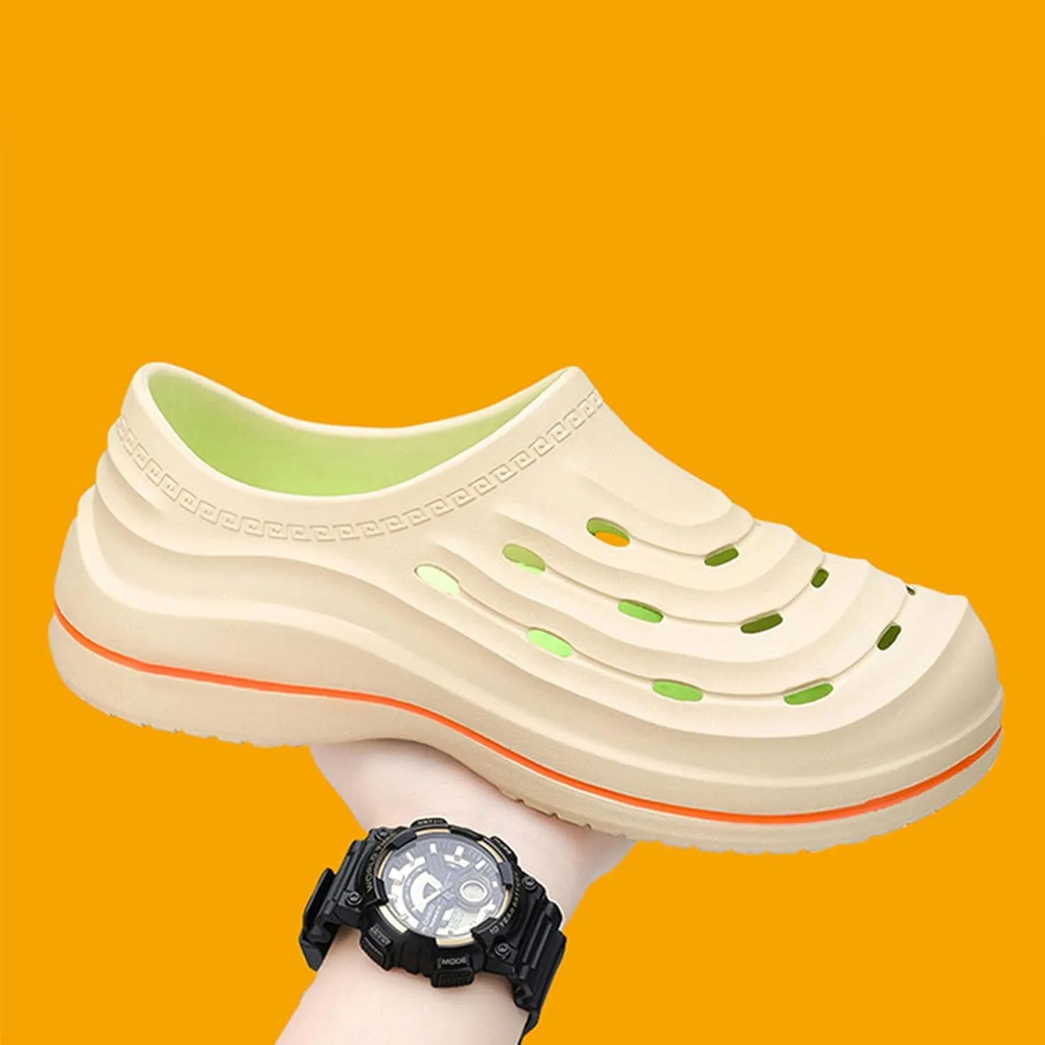 Chef Shoes Non Slip Clogs Work Shoes Breathable Soft Sole Not Tiring Wear Beach Driving Mens Bathroom Slippers