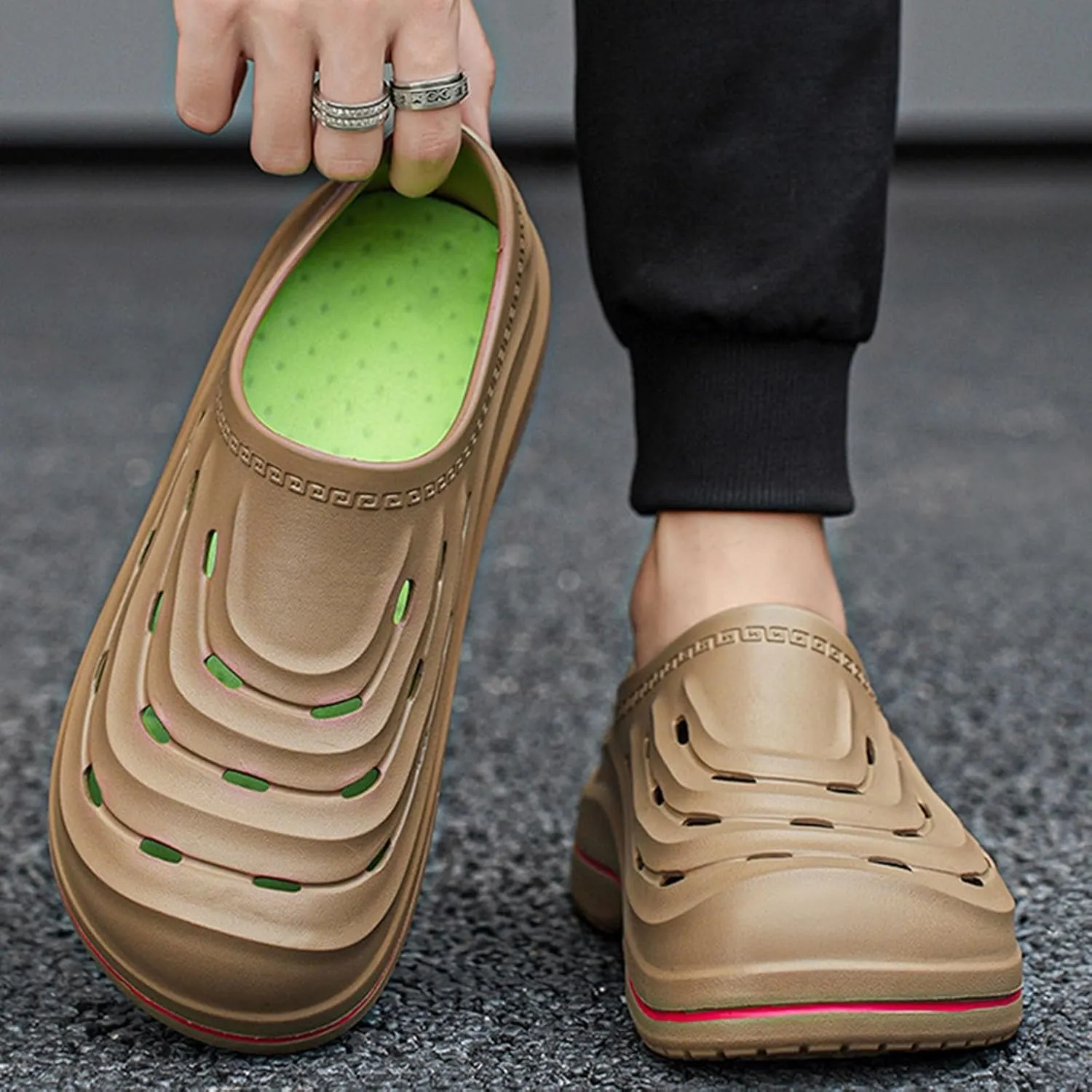 Chef Shoes Non Slip Clogs Work Shoes Breathable Soft Sole Not Tiring Wear Beach Driving Mens Bathroom Slippers