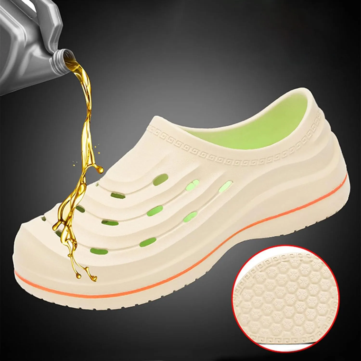 Chef Shoes Non Slip Clogs Work Shoes Breathable Soft Sole Not Tiring Wear Beach Driving Mens Bathroom Slippers