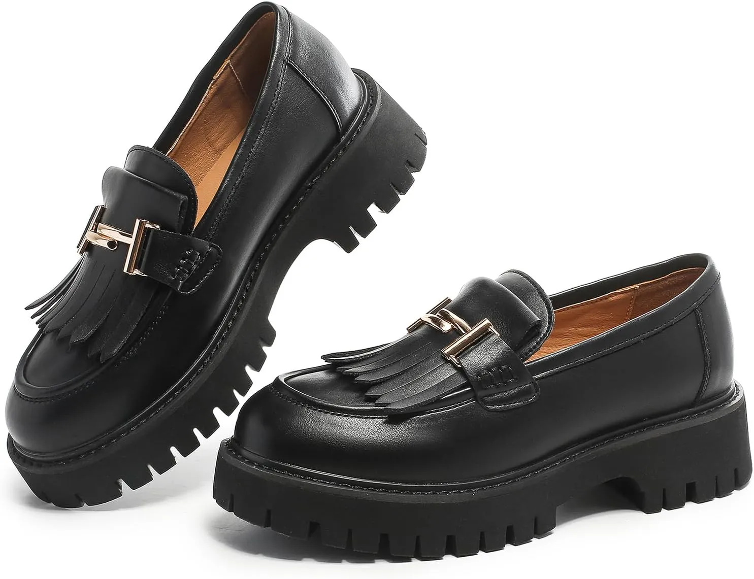 Chunky Loafers Women Platform Loafers for Women Chunky Heel Lug Sole Loafers for Women Slip ons Round Toe