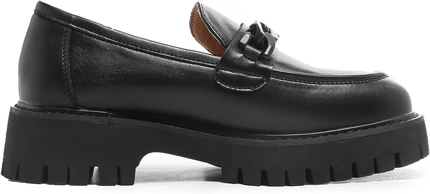Chunky Loafers Women Platform Loafers for Women Chunky Heel Lug Sole Loafers for Women Slip ons Round Toe