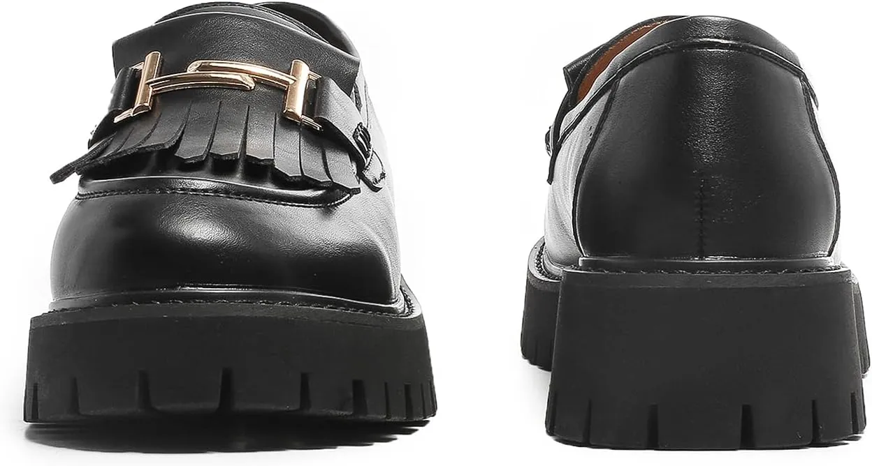 Chunky Loafers Women Platform Loafers for Women Chunky Heel Lug Sole Loafers for Women Slip ons Round Toe